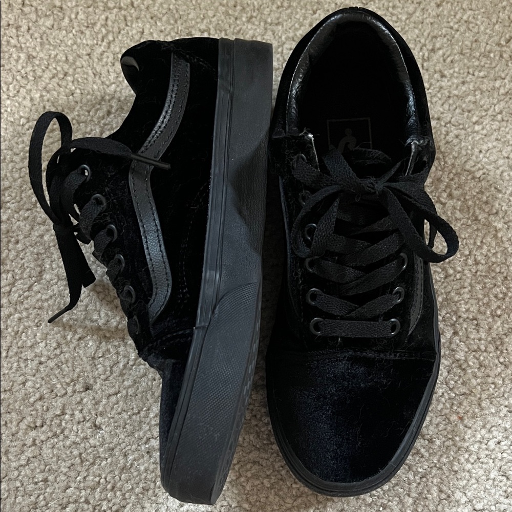 Vans Black Velvet Lace-Up Sneakers